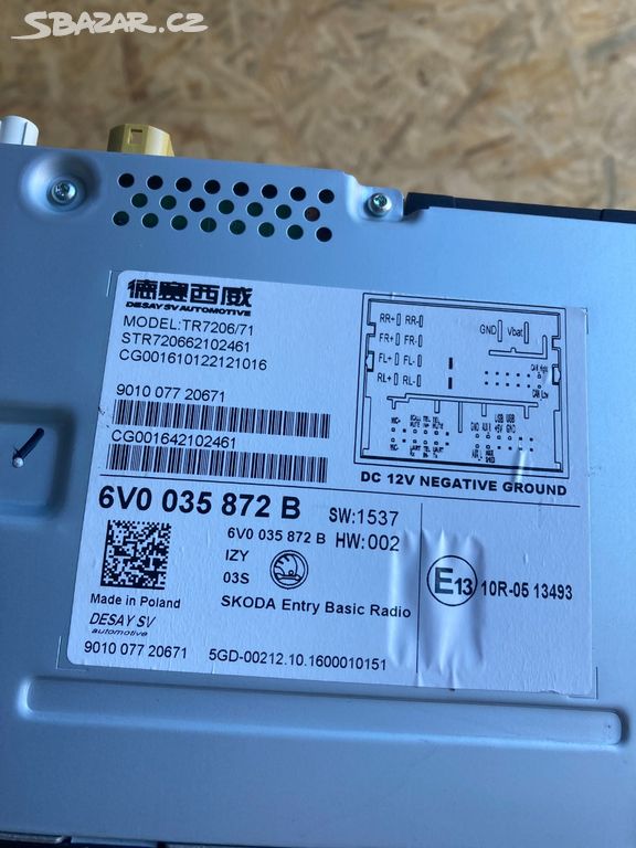 6V0035872B Autoradio Fabia 3