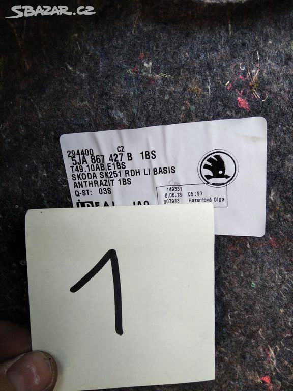 Rapid výplň kufru levá sedan 5JA867427B 1BS