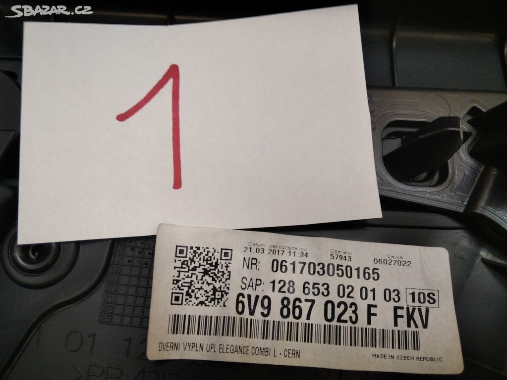 Skoda Fabia III,3 výplň dveří 6V9867023