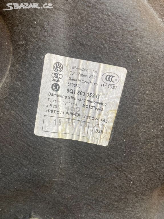 Škoda Superb III,3  protihlučná clona  5Q1863353G